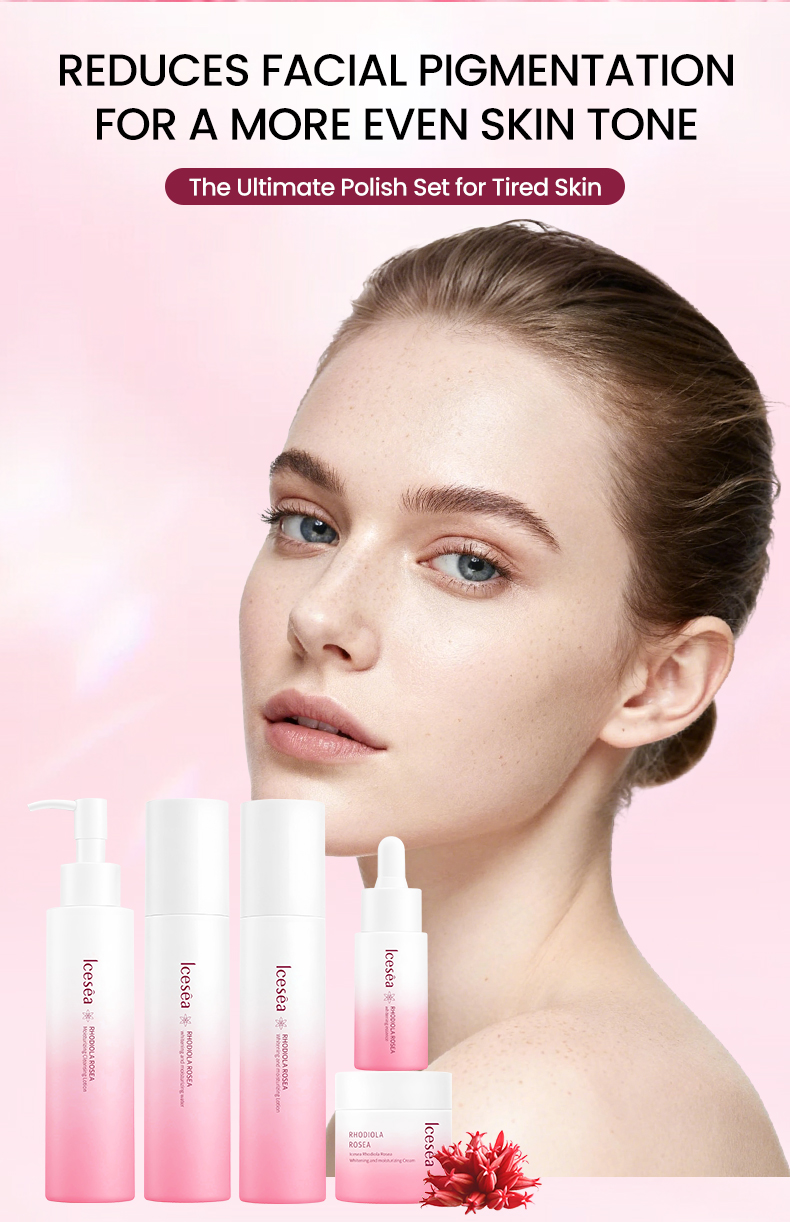 Rhodiola Root Whitening Luxurious Facial Set-Deep Cleansing Even Skin Tone Reduce Blemishes-5 Steps Routine for All Skin Types(pic5)