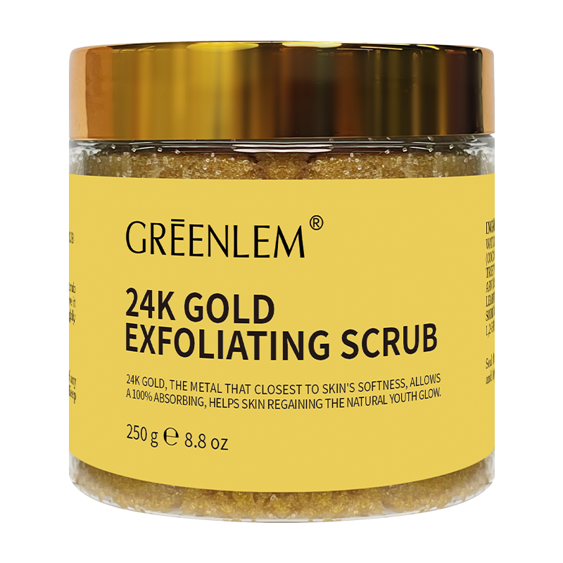 Luxury 24K Gold Face Scrub Exfoliator Vegan Body Scrub with Organic Coconut Oil Anti-Aging Skin Brightening(pic1)