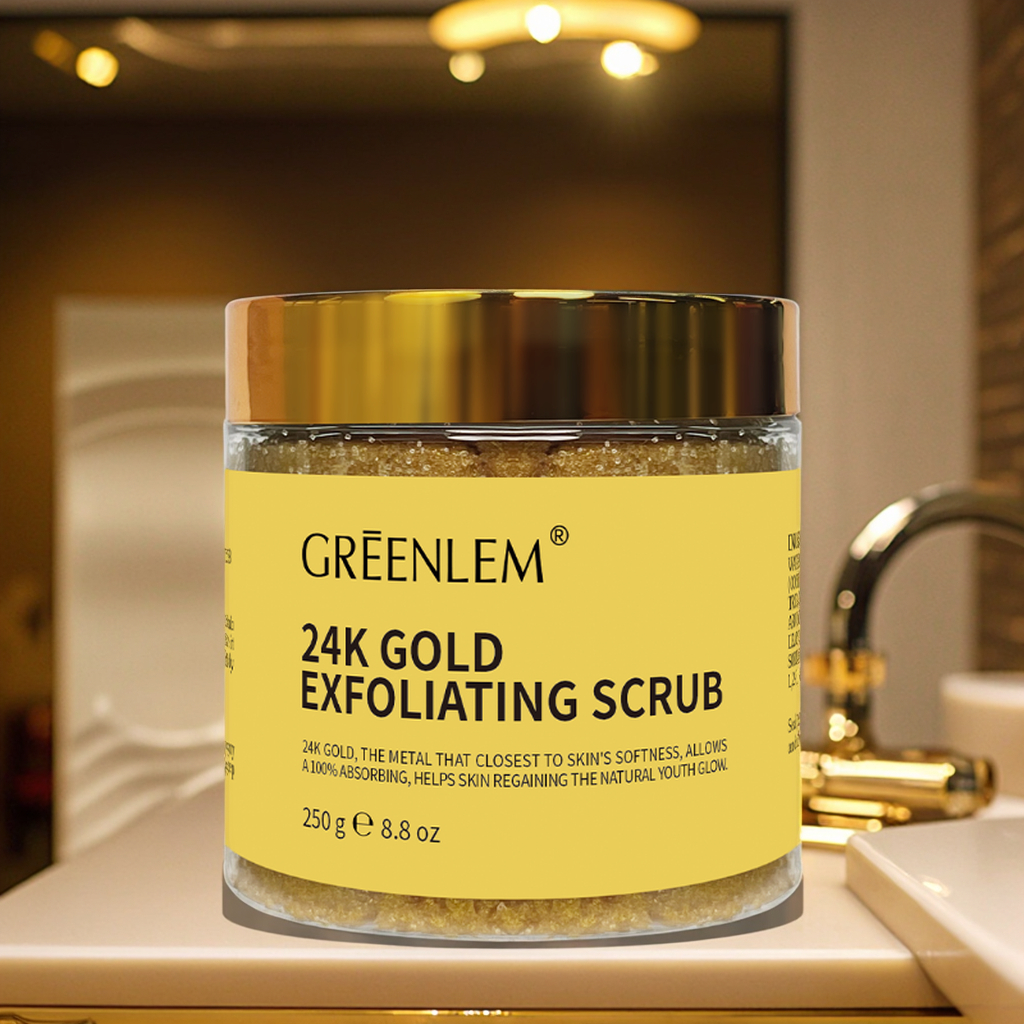 Luxury 24K Gold Face Scrub Exfoliator Vegan Body Scrub with Organic Coconut Oil Anti-Aging Skin Brightening(pic3)