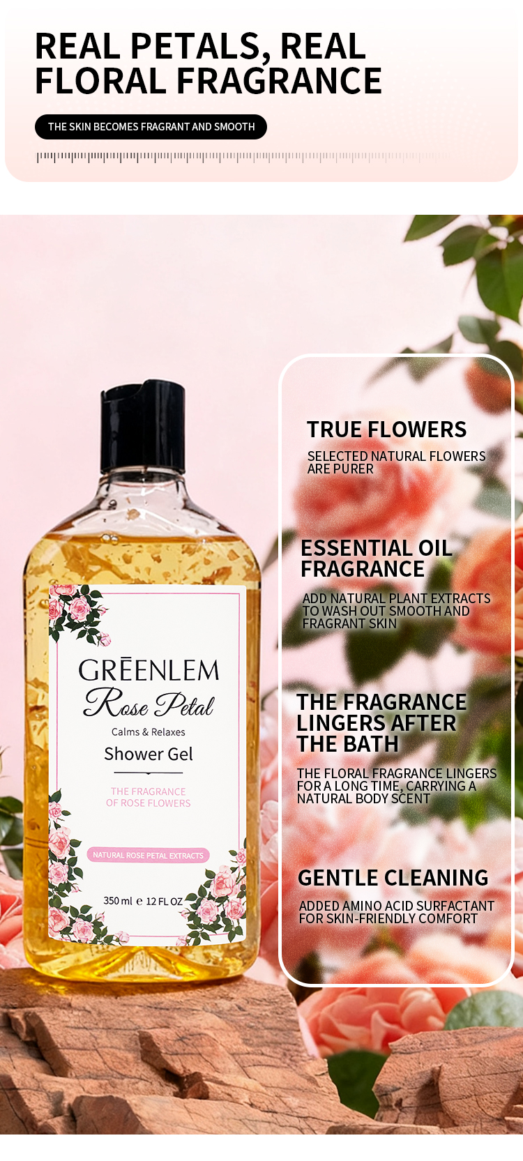 GREENLEM Private Label Skin Care Set for Adults Fragrance Whitening Moisturizing Body Wash Shower Gel 350ml(pic3)