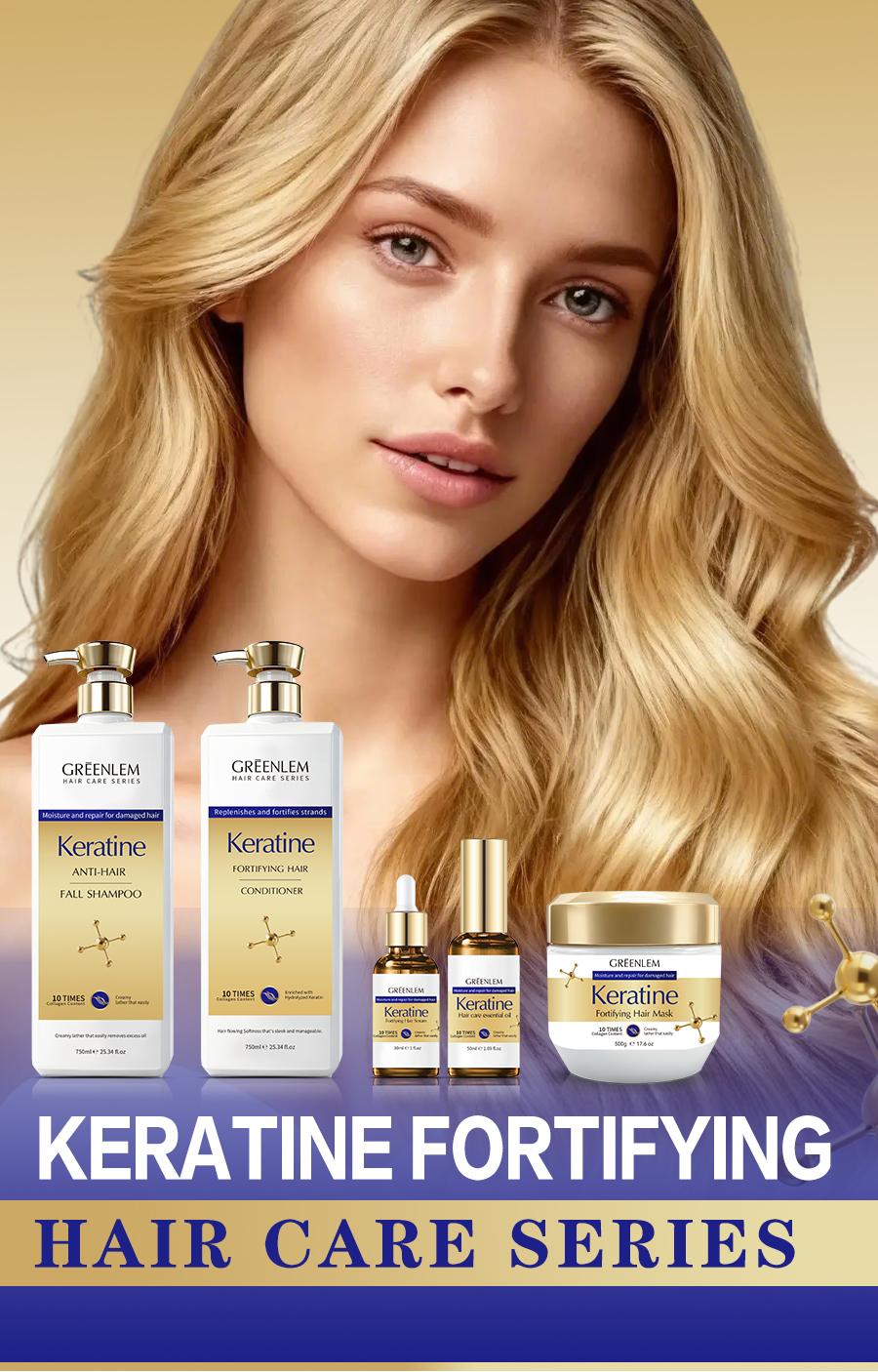 GreenLem Keratin Hair Care Set Gel Smoothing Nourishing Frizz Control Lightening Refreshing Brightening Organic Professional(pic1)