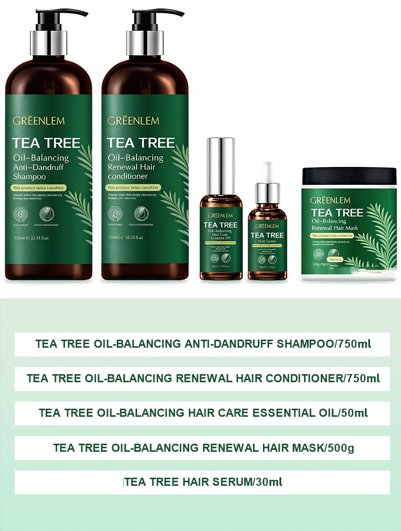 GreenLem Tea Tree Smoothing Cream Shampoo & Conditioner Hair Care Set With Hair Mask Hair Oil(pic6)