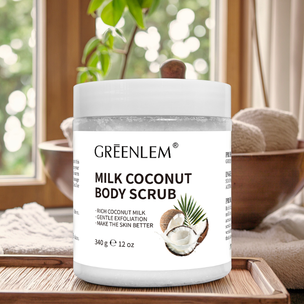 Milk & Coconut Body Scrub Exfoliant With Moisturizing Formula for Rough Skin Knees Elbows Daily Skincare(pic4)