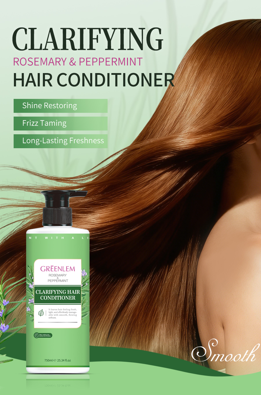 GreenLem ROSEMARY PEPPERMINT CLARIFYING HAIRCONDITIONER Strengthening Nourishing Refreshing Shampoo Natural Hair(pic1)