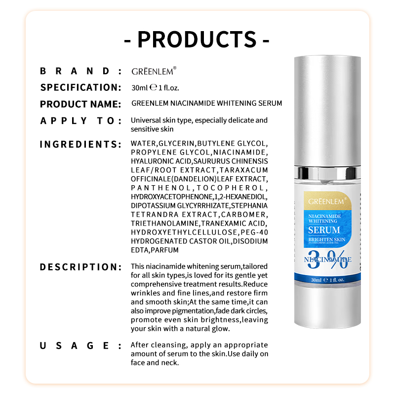 Niacinamide Brightening 3% Vitamin B3 Liquid Face Spray Whitening Serum Mist Dark Spot Correction Hydration OEM Cosmetic Bulk(pic6)