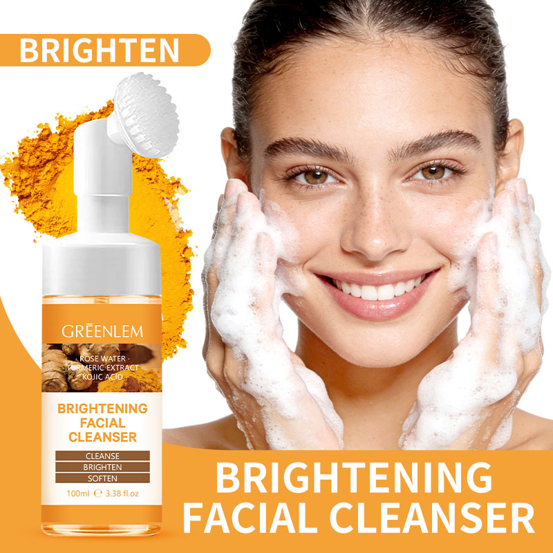 GreenLem 2026 New Arrival Turmeric Facial Cleanser Foam Cleansing Brush Deep Cleansing Moisturizing Oil Control(pic1)