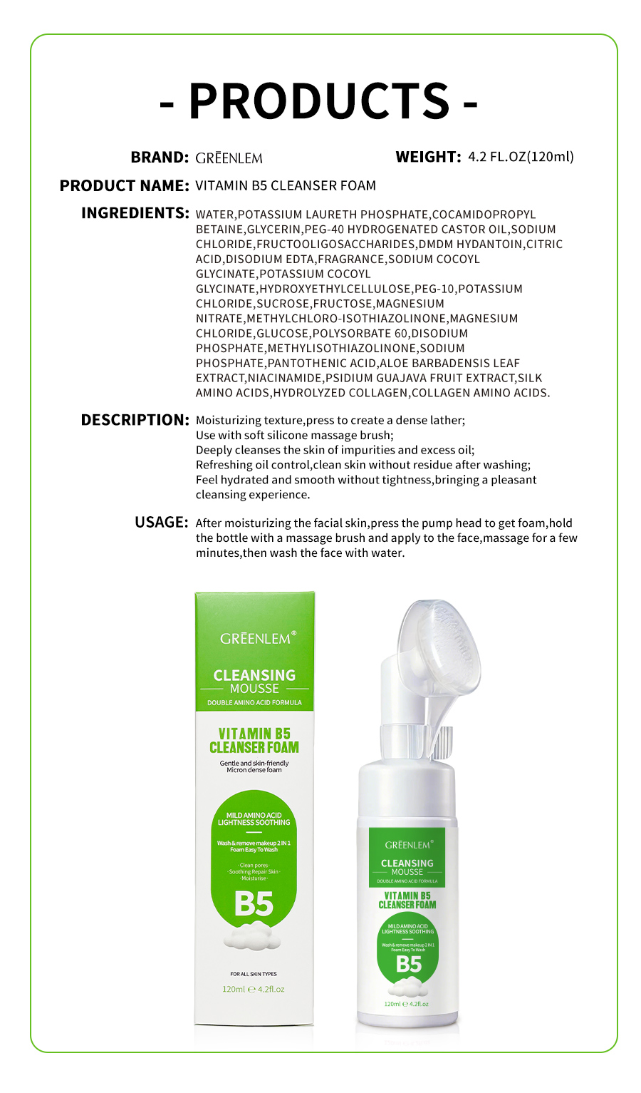 GreenLem VITAMIN B5 CLEANSER FOAM(pic5)