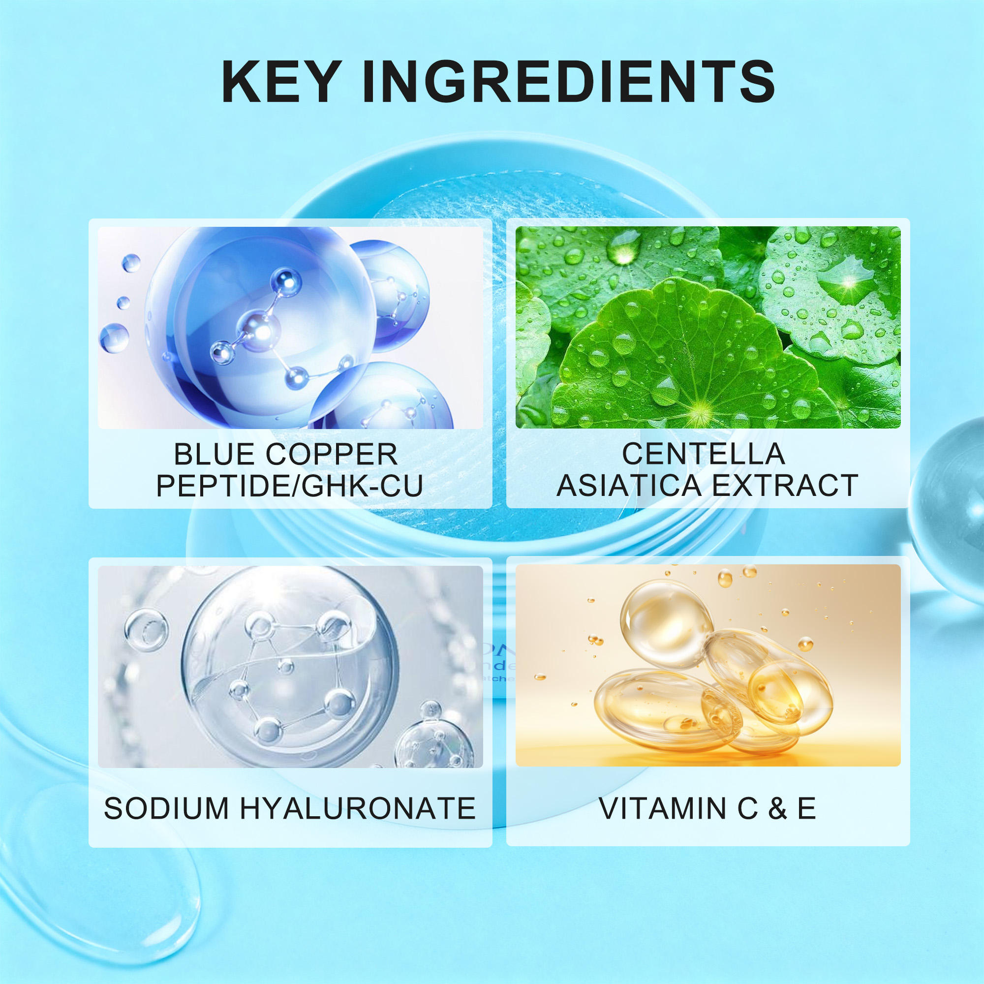 OEM/ODM/OBM Hyaluronic Acid Blue Copper Peptide Eye Mask Patch Anti-Wrinkle Repair Moisturizer Nourishing Smoothing All Skin(pic6)