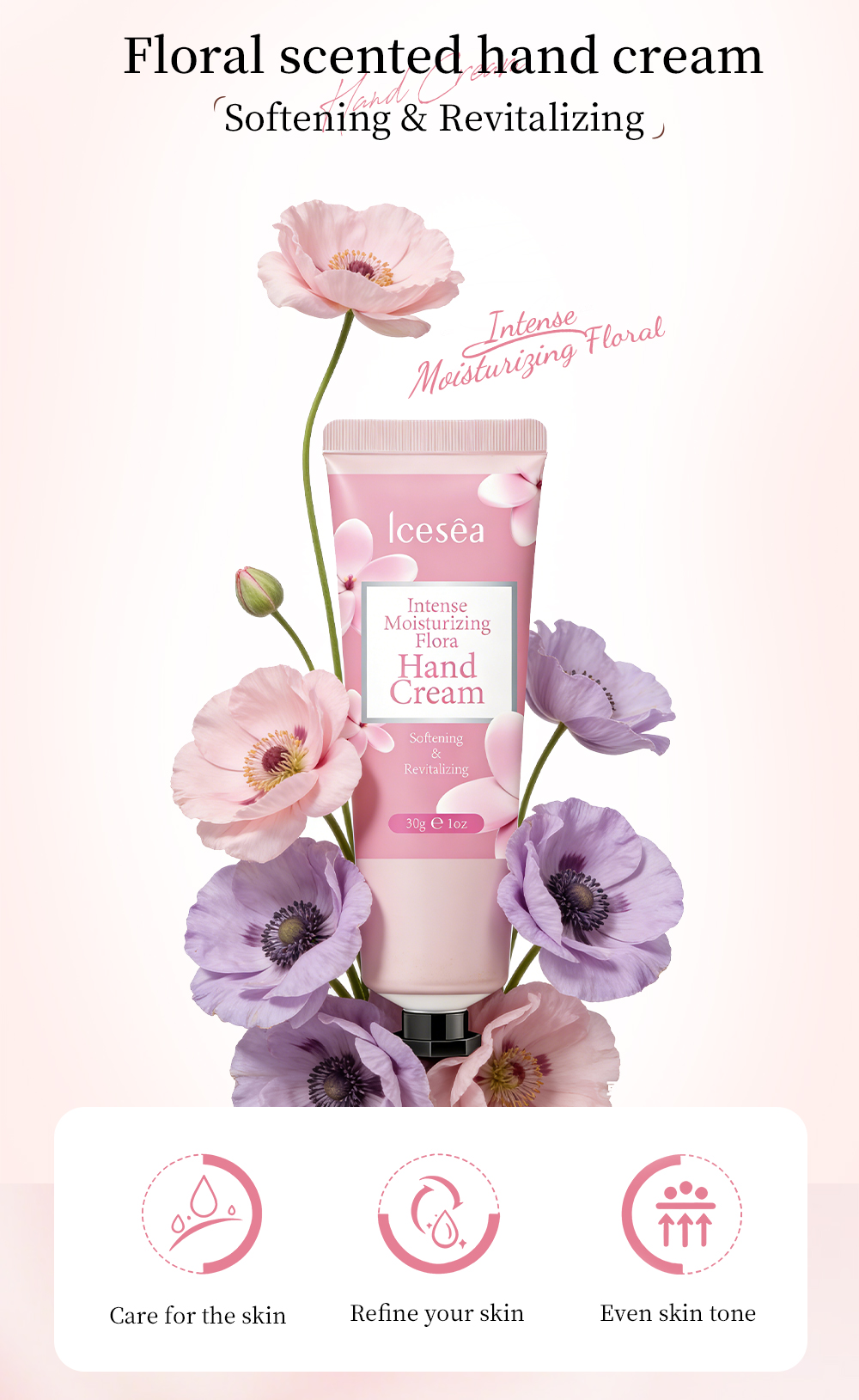 Icesea High Moisturizing Floral Hand Cream with Nourishing & Softening Formula for Smooth Skin Daily Hydration(pic4)