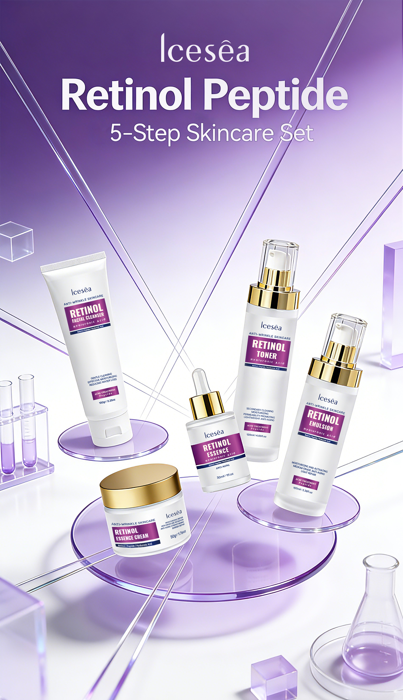 Customizable Set or Individual Items: Retinol & Peptide Kit Targeted Collagen Replenishment to Help Delay Signs of Aging(pic1)