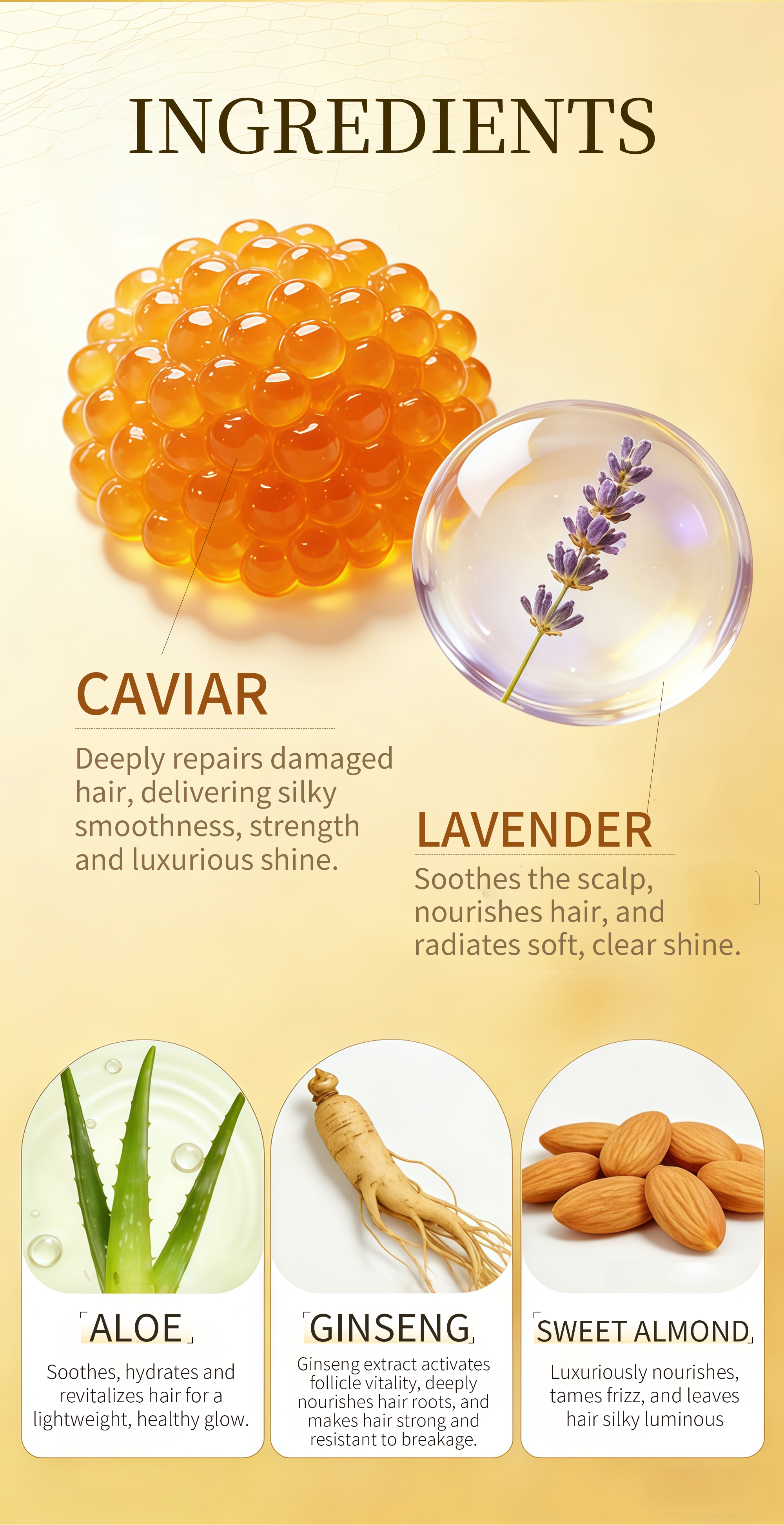 Icesea Golden Caviar 5-in-1 Hair Care Set Strengthening Shampoo Conditioner Serum Oil & Nourishing Mask for Damaged Hair(pic4)