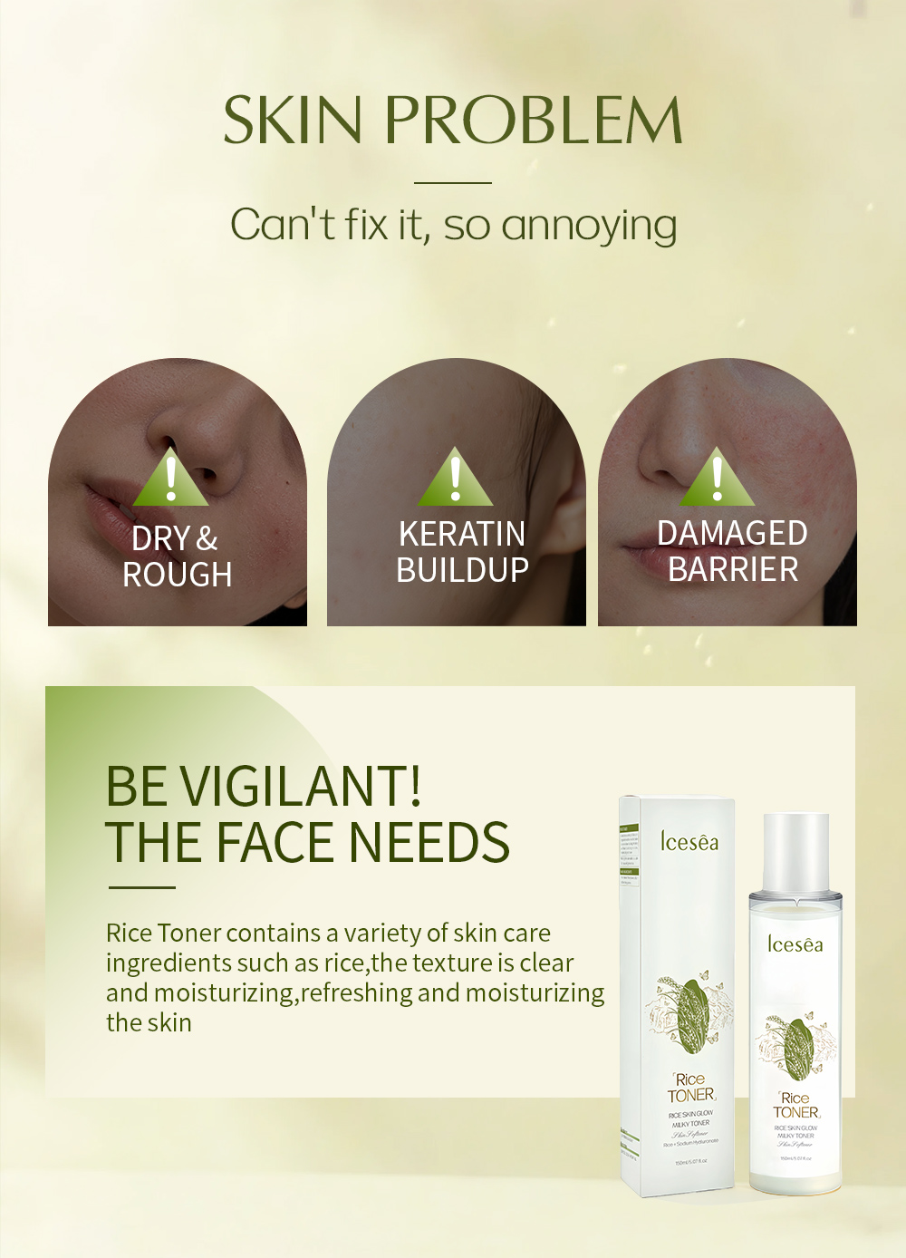 Hydrating Rice Toner for Face Gentle Brightening Balances Oil Soothes Sensitive Skin & Refines Pores(pic2)