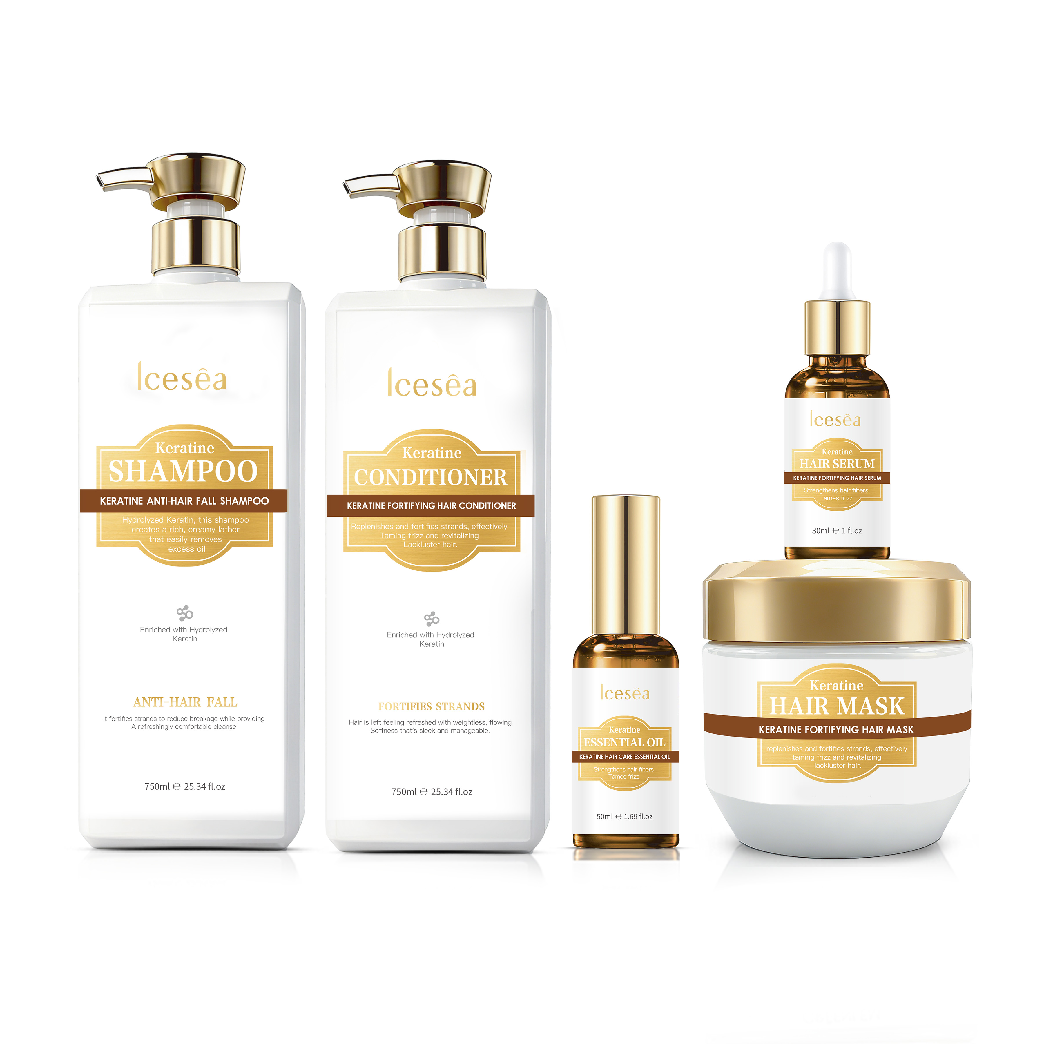 OEM:Icesea Keratin Hair Care Set 5 in 1 