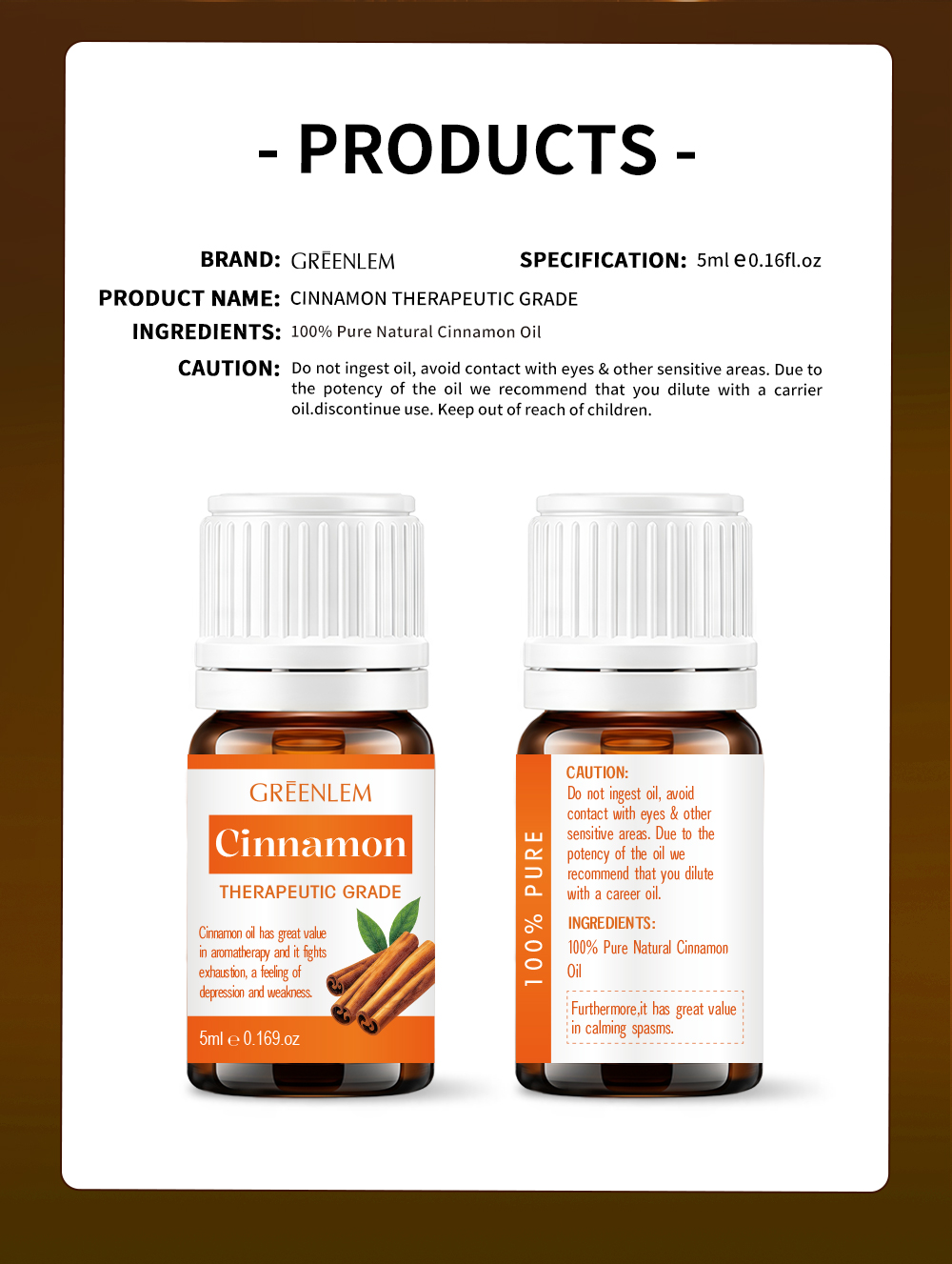 Wholesale Private Label OEM ODM Cinnamon Oil Cold Pressed Therapeutic Grade 100% Pure Natural Moisturizing Fresh Scent 5ml Body(pic5)