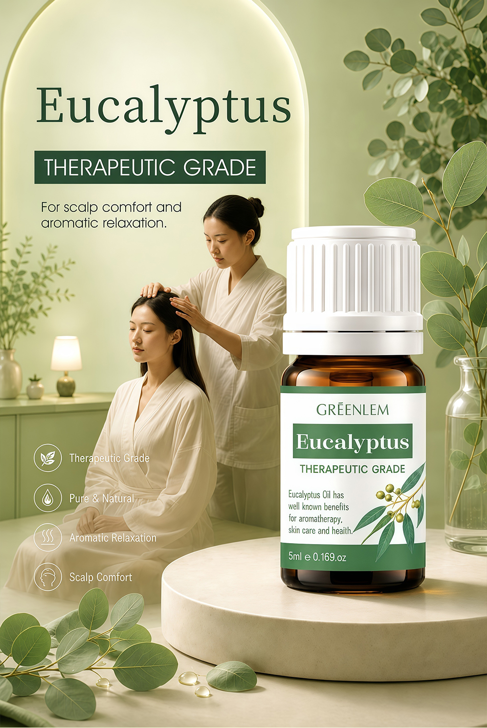 Wholesale PrivateLabel Manufacturer OEM ODMEucalyptus Essential Oil Cold Pressed Therapeutic Grade 100% Pure Natural(pic1)