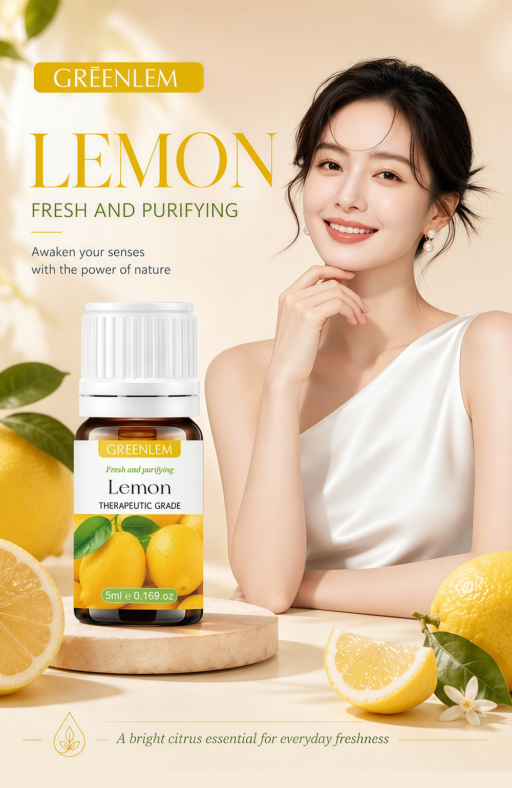 Wholesale Pure Lemon Essential Oil Therapeutic Grade Citrus Aroma Oil for Diffuser Purify Air Boost Mood Skincare Massage(pic1)