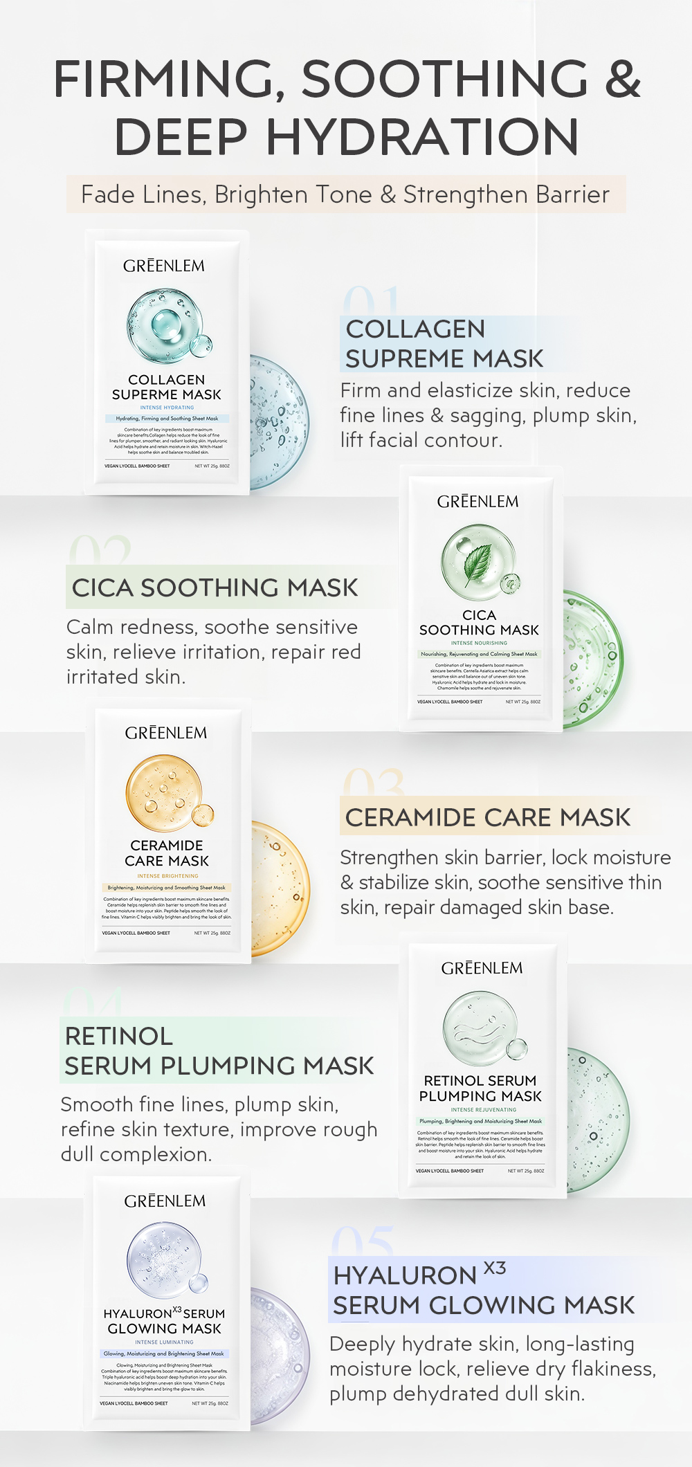 Sheet with Hyaluronic Acid & Ceramide Firming & Skin Barrier Support for Women(pic3)