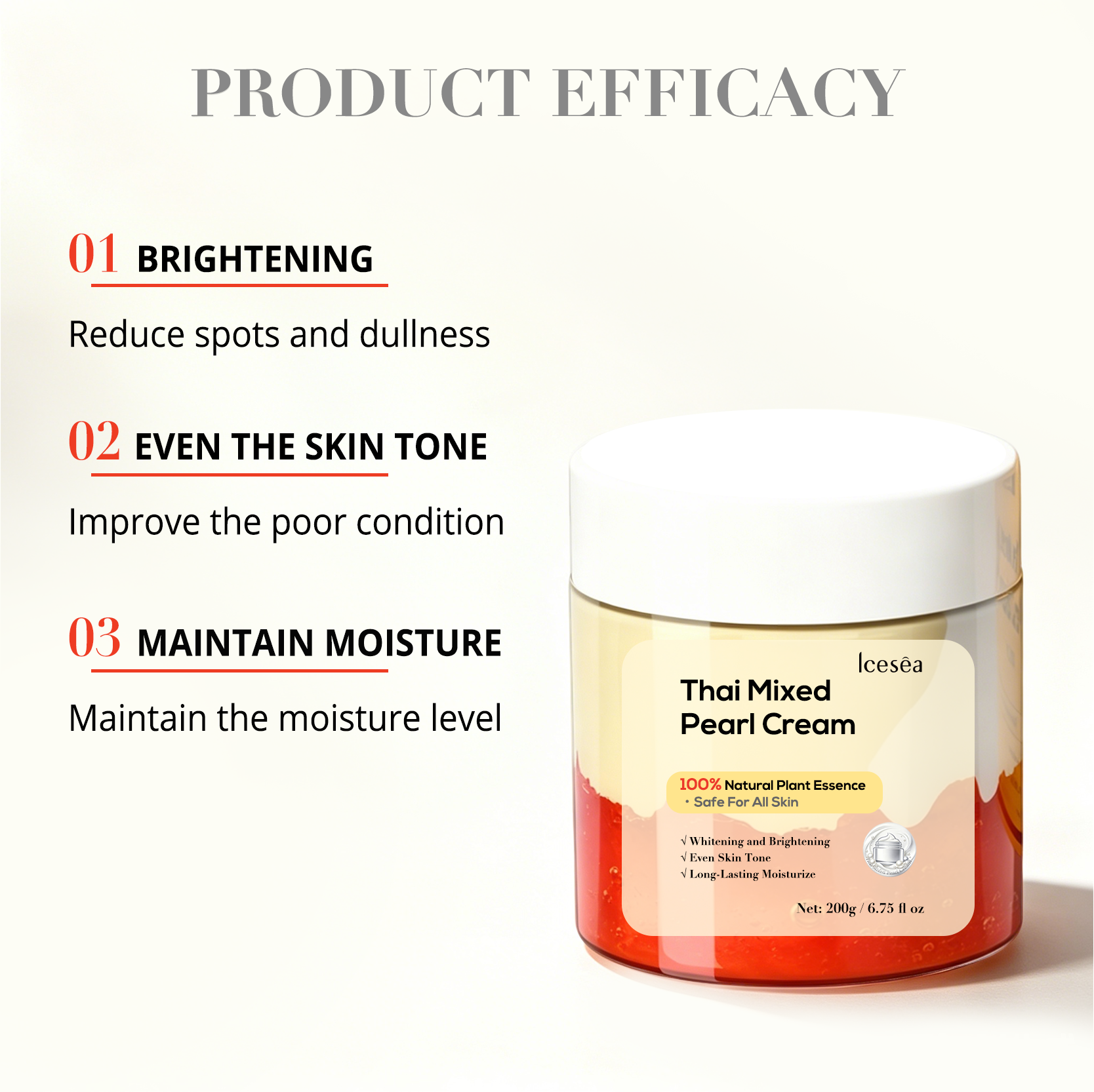 Private Label Thai Mixed Pearl Cream OEM Glutathione Arbutin Brightening for Dark Spots Anti Aging Face Care Wholesale(pic3)