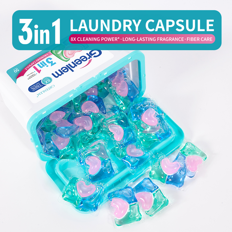 Eco-Friendly 3-in-1 Laundry Detergent Pods (Red/Blue/Green) | Stain Removal & Color Protection | Green Fruit Scent(pic3)