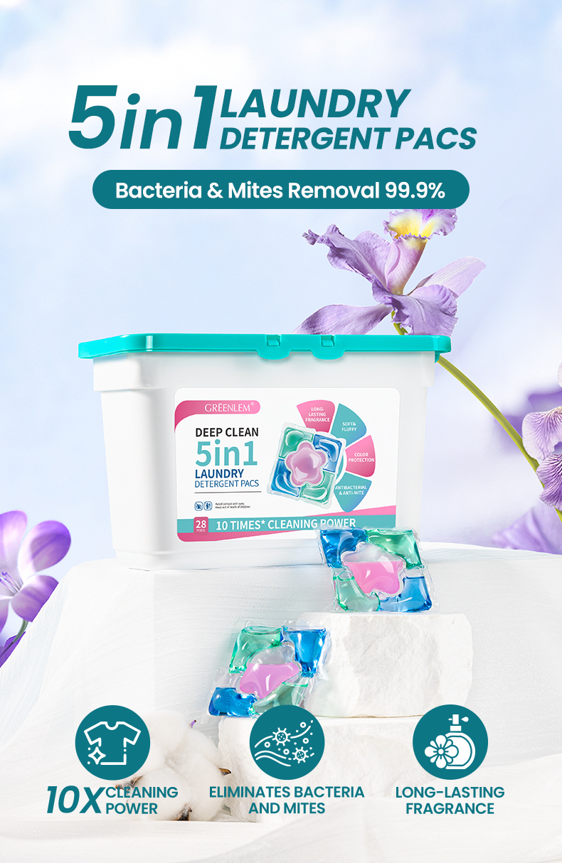 High Quality 5-in-1 Custom Lasting Fragrance Brighten LaundryDetergent Pods Bulk Option for Brightening andRefreshing(pic1)