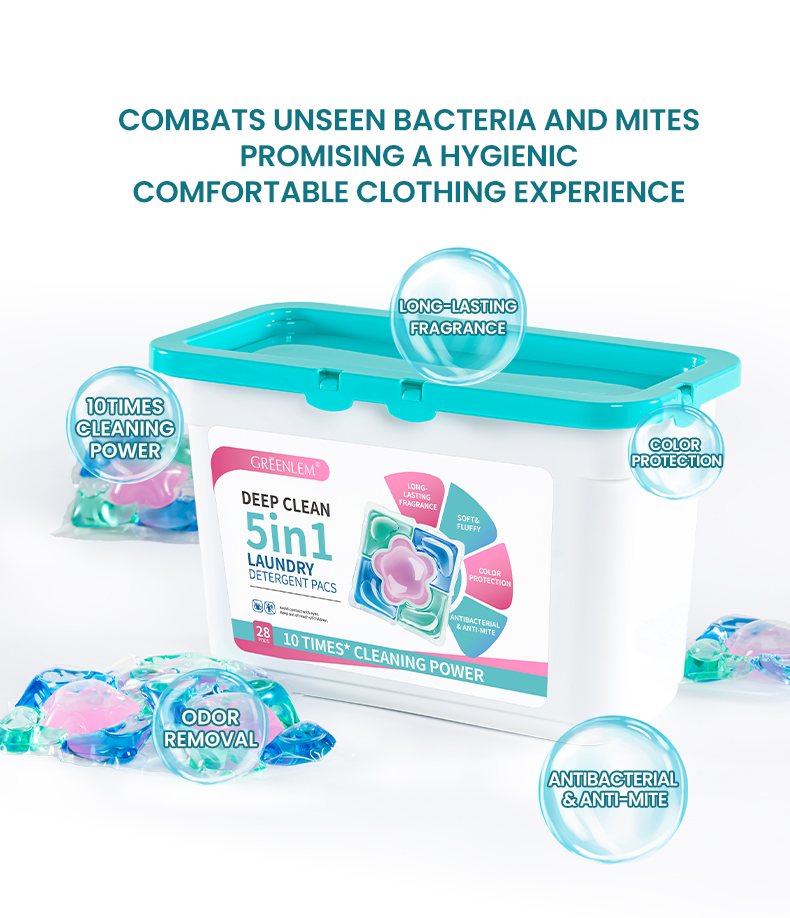 High Quality 5-in-1 Custom Lasting Fragrance Brighten LaundryDetergent Pods Bulk Option for Brightening andRefreshing(pic3)