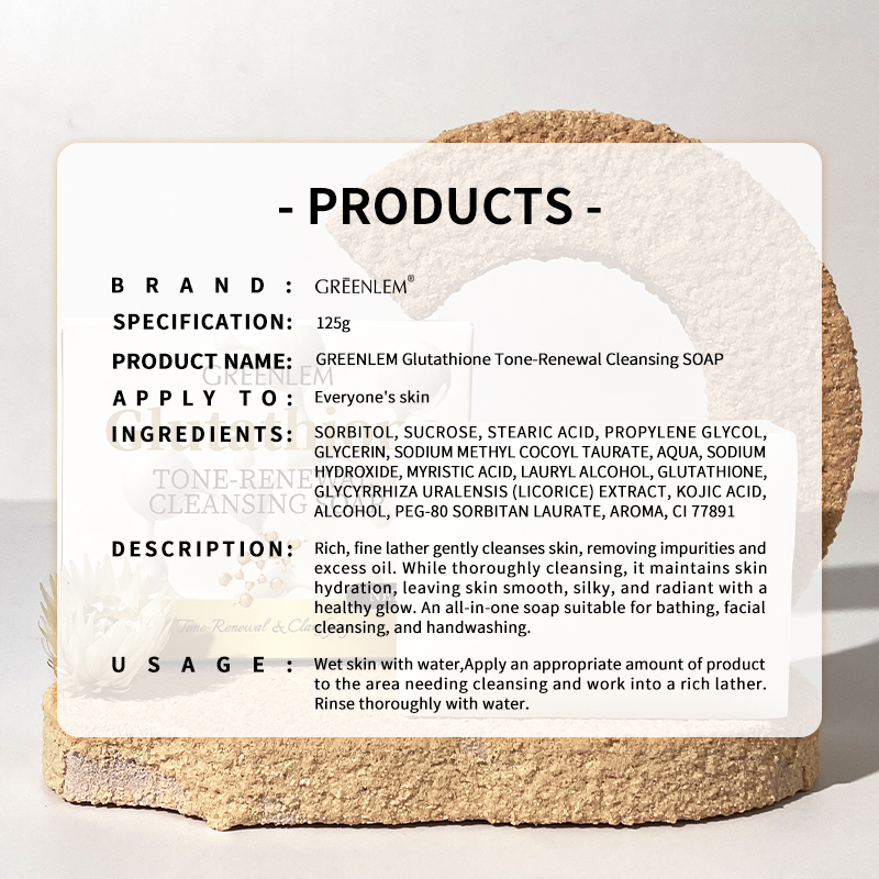 GreenLem Hot Selling Soap Glutathione Soap Bar Original Whitening Brightening Vitamin C Body Wash Turmeric Acid Soap(pic6)