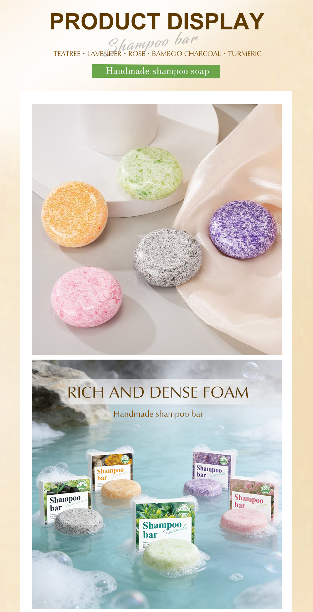 GreenLem SHAMPOO BAR TEATREE LAVENDER ROSE BAMBOO CHARCOAL TURMERIC(pic5)