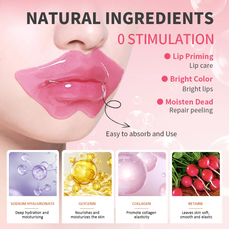 Wholesale Sexy Organic Lip Sleeping Mask Mouth Care Moisturizing Nourishing Cream with Hyaluronic Acid Crystal Collagen(pic3)