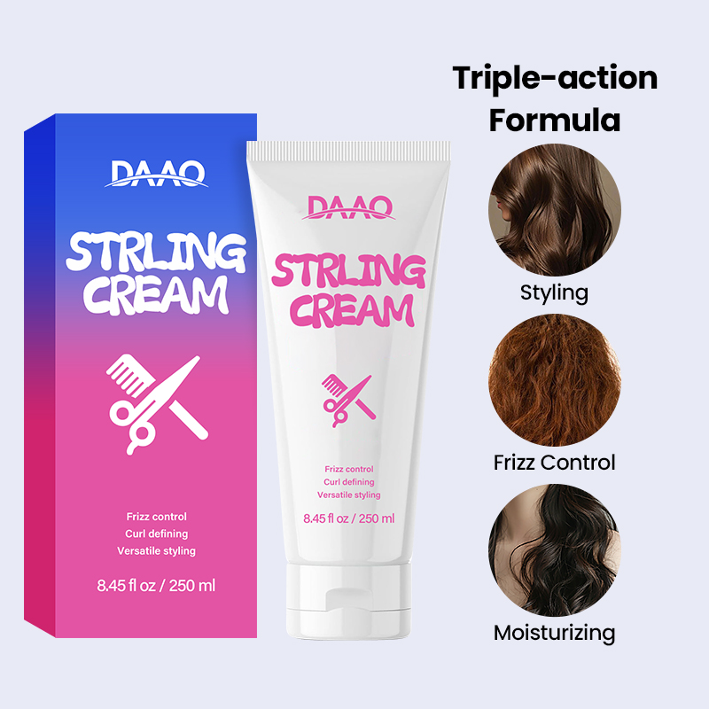 Wholesale 3 in 1 Herbal Styling Cream for Curly Wavy Hair Smooth Curl Defining and Frizz Control Moisturizing Benefits(pic2)