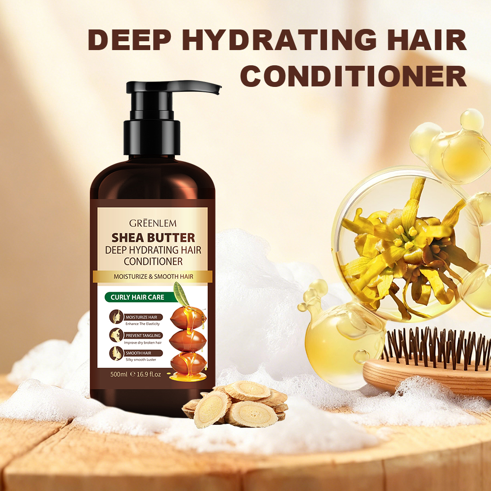 GreenLem Shea Butter Oil Cream Shampoo Organic Strengthening Nourishing Refreshing Shampoo Natural for Curly Hair(pic5)