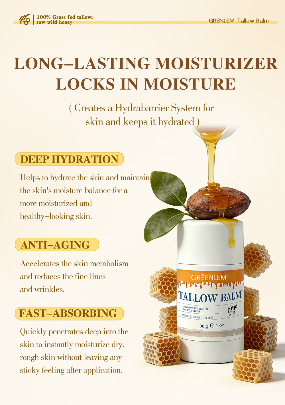 Greenlem TALLOW BALM Natural Beef Fat,Gently Nourishing(pic4) Greenlem TALLOW BALM Natural Beef Fat,Gently Nourishing(pic4)