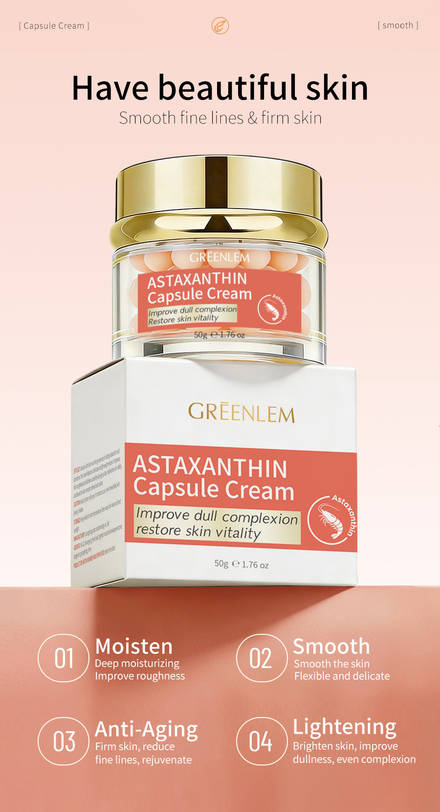 Greenlem Astaxanthin Improve Rough and Dull SkinCapsule Cream(pic2)
