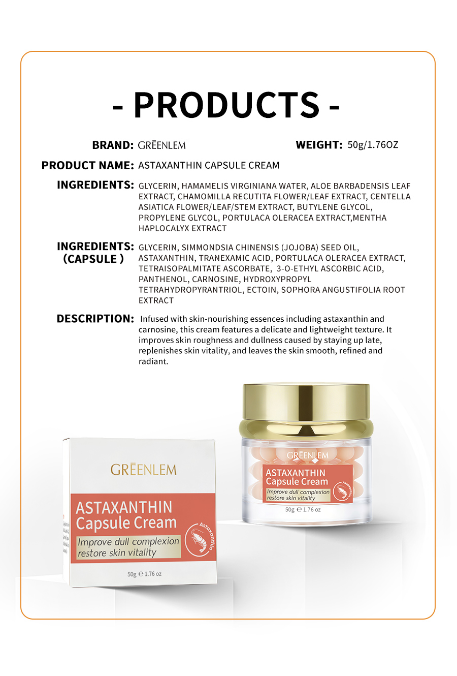 Greenlem Astaxanthin Improve Rough and Dull SkinCapsule Cream(pic5)
