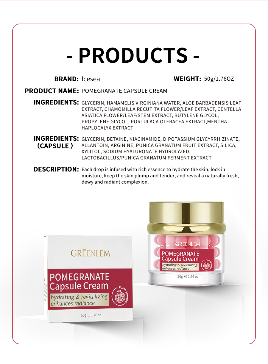 Greenlem Pomegranate Hydrating Night Face Cream Niacinamide Betaine Moisture-Locking Capsule Formula for All Skin Types(pic5)